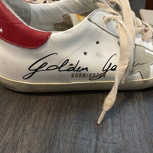 Golden Goose, Authentic, Sz 38, Distressed, GlitterToe, Leather Upper, White
